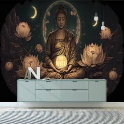 Meditating Buddha Wallpaper Mural - Removable Peel & Stick Art Print - thumbnail 3