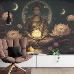 Meditating Buddha Wallpaper Mural - Removable Peel & Stick Art Print - thumbnail 2