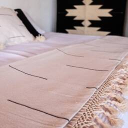 Handwoven Mexican Blanket Natural Cotton Blanket, Boho Blanket, Moroccan Style Throw Bohemian Woven Tassel Blanket - thumbnail 2