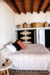 Handwoven Mexican Blanket Natural Cotton Blanket, Boho Blanket, Moroccan Style Throw Bohemian Woven Tassel Blanket