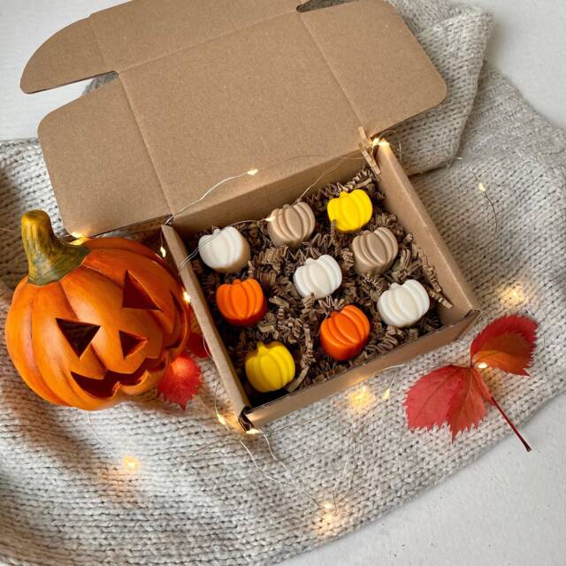 Pumpkin Soy Wax Melts, Autumn Halloween Mini Candle - image 1