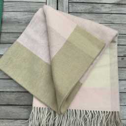 Cream & Beige Pastel Merino Lambswool Throw - Pale Blanket With Fringe, Made in Yorkshire - thumbnail 3