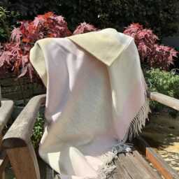 Cream & Beige Pastel Merino Lambswool Throw - Pale Blanket With Fringe, Made in Yorkshire - thumbnail 4