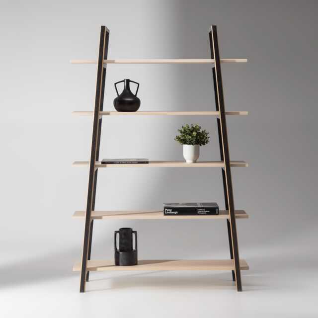 Bookcase in Solid Ash Wood With 5 Shelves, Made Italy - image 1