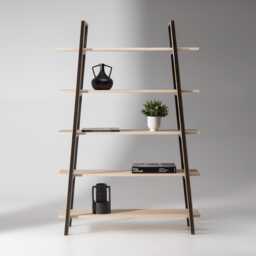 Bookcase in Solid Ash Wood With 5 Shelves, Made Italy - thumbnail 1