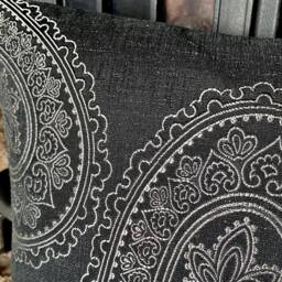 748. Handmade Silver Paisley On Black Jacquard Cushion Cover. Various Sizes - thumbnail 3