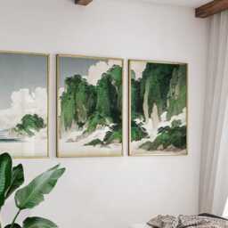Cliffs Landscape Posters Set Of 3, Japanese Nature Art Prints Wall Decor - thumbnail 2