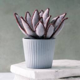 Silver Fabric Succulent in Pot Textile Plant Sculpture, Faux Botanical Art, Modern Boho Decor - thumbnail 2