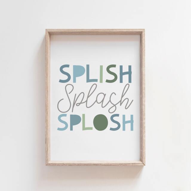 Splish Splash Splosh Bathroom Print, Kids Prints, Wall Art, Decor, Signs, Rules - image 1