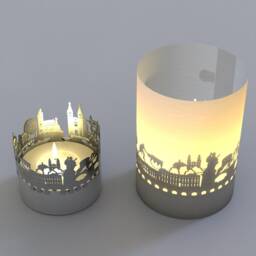 W??rzburg Skyline Gift Tube Shadow Play - Illuminating Candle With Silhouette Projection Perfect Souvenir For Fans - thumbnail 3
