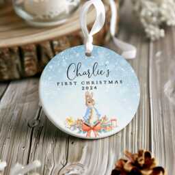 Personalised First Christmas Decoration, New Baby 1st Bauble, Rabbit Gift - thumbnail 3