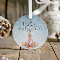 Personalised First Christmas Decoration, New Baby 1st Bauble, Rabbit Gift - thumbnail 2