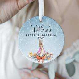 Personalised First Christmas Decoration, New Baby 1st Bauble, Rabbit Gift - thumbnail 1