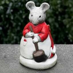 Mouse in Red Dress Statue Concrete Mother Mouse Sculpture Cement Animal Decoration Handmade Art Lawn Ornament Lover Gift - thumbnail 1