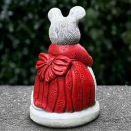 Mouse in Red Dress Statue Concrete Mother Mouse Sculpture Cement Animal Decoration Handmade Art Lawn Ornament Lover Gift - thumbnail 4