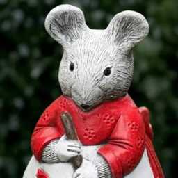 Mouse in Red Dress Statue Concrete Mother Mouse Sculpture Cement Animal Decoration Handmade Art Lawn Ornament Lover Gift - thumbnail 2
