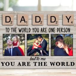 Dad Gift From Kids, Custom Photo Frame Woodblock, Bespoke For Daddy, Scrabble Tile Design, Birthday Or Father's Day - thumbnail 3