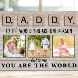 Dad Gift From Kids, Custom Photo Frame Woodblock, Bespoke For Daddy, Scrabble Tile Design, Birthday Or Father's Day - thumbnail 2