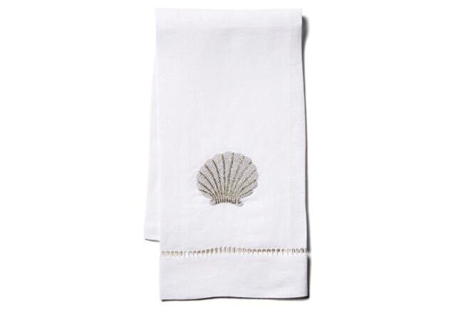 Hand Embroidered Shell Tip Towel - image 1