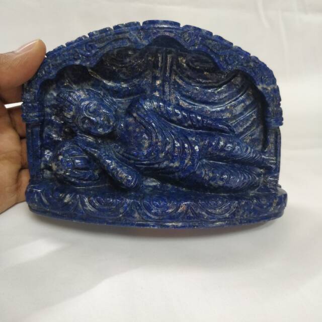 Lapis Lazuli Buddha, Gautam Gemstone Sleeping Meditation Decor, Spiritual Home Decor, Prayer Idol, Shakyamuni Buddha - image 1