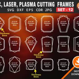 17 Geometric Frame, Set # 12 Photo Vintage Frames, Wall Hanging, Cnc, Laser, Plasma, Cricut Cdr, Svg, Dxf, Eps, Jpg - thumbnail 2