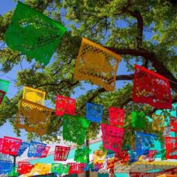 Personalized Mexican Beach Towel With Papel Picado Design - thumbnail 4