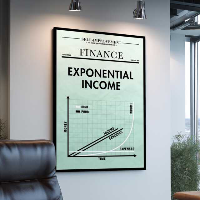 Exponential Income Finance Business Motivational Inspirational, Framed Canvas Wall Art Poster Print, Home Office & Room Decor, Gift Idea - image 1