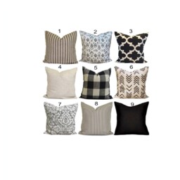 Black Tan Pillow Cover, Throw Cover For 20x20 Pillow, 18x18 16x16 All Sizes - thumbnail 2