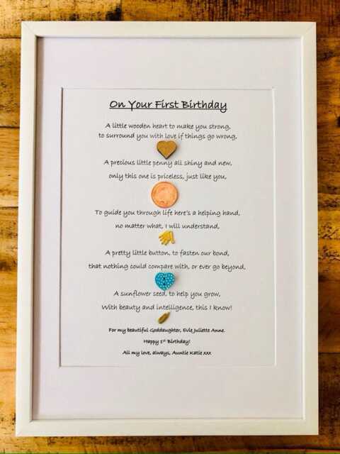 Personalised 1st Birthday Poem Print, Keepsake Gift, Nursery Wall Art, Girls, Boys First - image 1