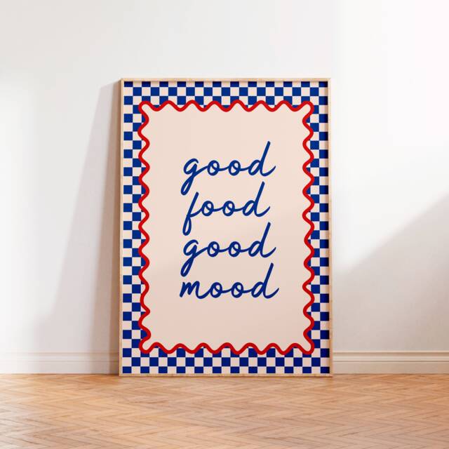 Good Food Mood Print, Quote Text Art Unframed A5 A4 A3 Kitchen Wall Retro Cafe Positive Gallery Bold - image 1