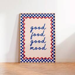 Good Food Mood Print, Quote Text Art Unframed A5 A4 A3 Kitchen Wall Retro Cafe Positive Gallery Bold - thumbnail 1