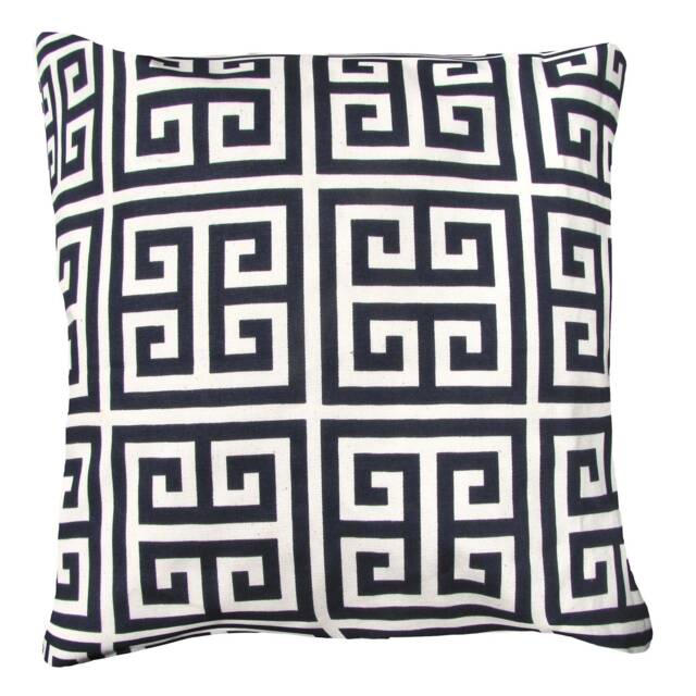 Black Pillow Cover -Greek Key Maze Sherbet - & Ivory Cover - 18 X - image 1