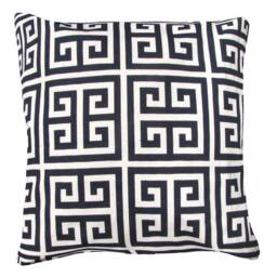 Black Pillow Cover -Greek Key Maze Sherbet - & Ivory Cover - 18 X - thumbnail 3