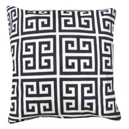 Black Pillow Cover -Greek Key Maze Sherbet - & Ivory Cover - 18 X - thumbnail 1