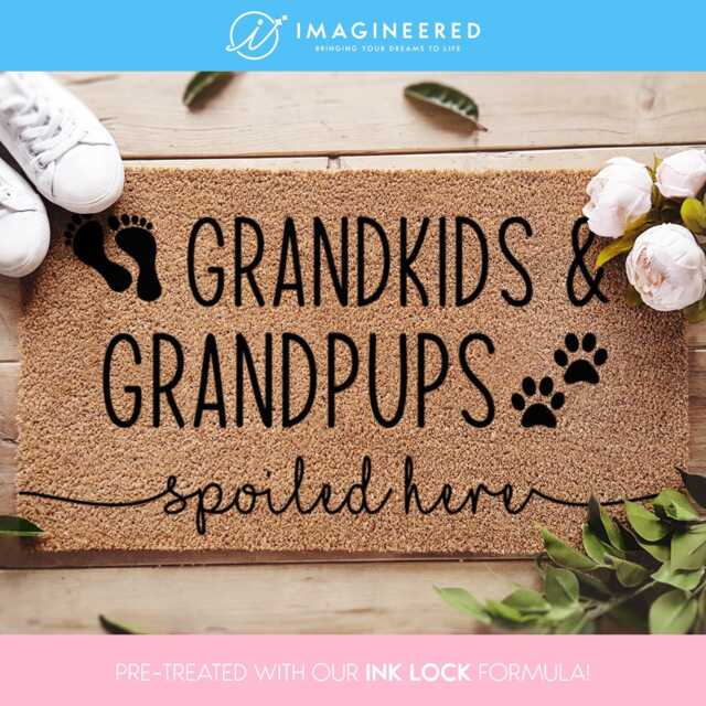 Welcome To Our Home Grandkids & Grandpups Doormat - Personalized Dog Mat Grandma Gift Grandparents Spoiled Here - image 1