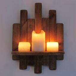 34cm Reclaimed Pallet Wood Floating Shelf/Sconce Led Candle Holder Shabby Chic Country Cottage Furniture - thumbnail 3
