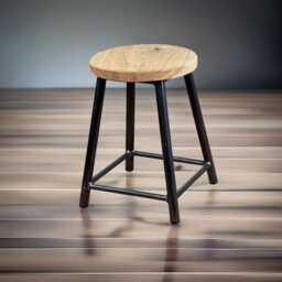 Rosie Oakman - Low Chunky Round Frame Bar Stool With Oak Seat - thumbnail 1