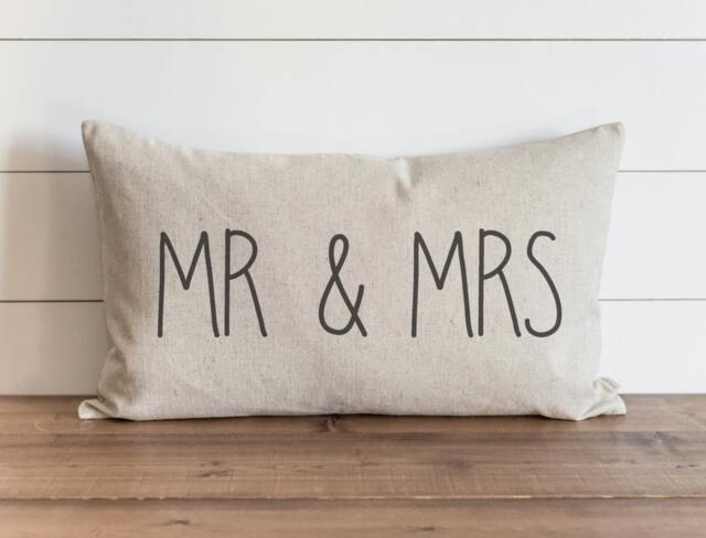 Mr & Mrs 16 X 26 Pillow Cover // Everyday Anniversary Love Wedding Throw Gift For Her Accent - image 1