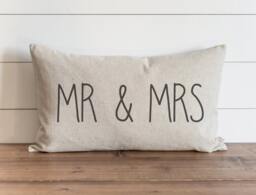Mr & Mrs 16 X 26 Pillow Cover // Everyday Anniversary Love Wedding Throw Gift For Her Accent - thumbnail 1