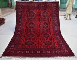 Handwoven Wool Bukhara Afghan Rug 5.10x8.10 Ft, Geometric Design - thumbnail 1