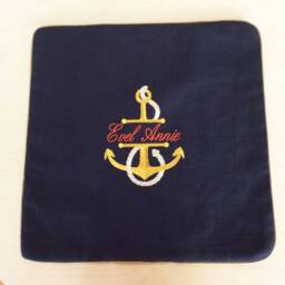 Custom Boat Name, Personalized, Anchor Nautical Pillow, Navy Blue, Embroidered Anchor Pillow Cover, Gold Pipping, Silver Pipping, Name - thumbnail 3