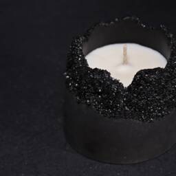 Charcoal Geode Concrete Candle, Artisan Crystal Infused Vessel, Luxury Home Art - Geode Collection - thumbnail 3