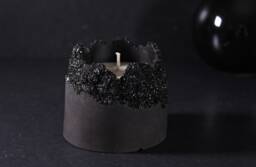 Charcoal Geode Concrete Candle, Artisan Crystal Infused Vessel, Luxury Home Art - Geode Collection - thumbnail 1