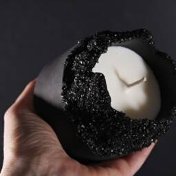 Charcoal Geode Concrete Candle, Artisan Crystal Infused Vessel, Luxury Home Art - Geode Collection - thumbnail 2