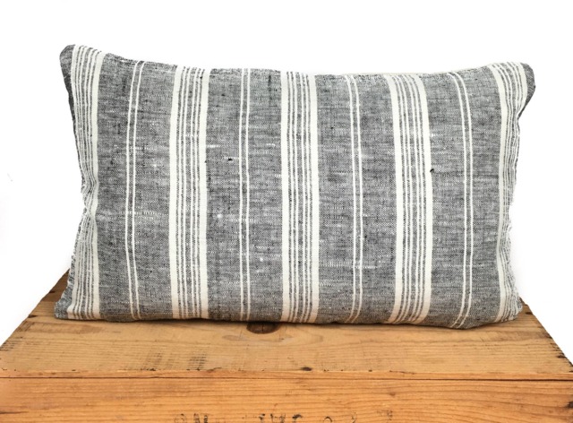 Grace 100% European Linen Pillow Gray Stripe 12x20 - image 1