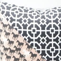 Patchwork Pillow Cover - 20x20 - Black, White, & Horses - thumbnail 2