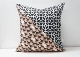 Patchwork Pillow Cover - 20x20 - Black, White, & Horses - thumbnail 1