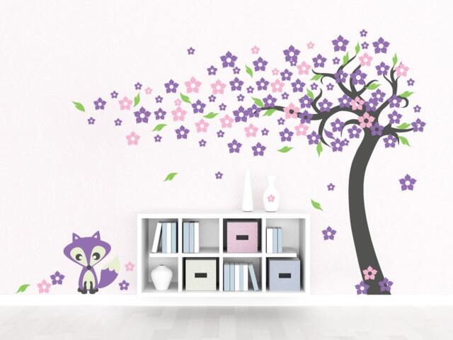 Stick On Wall Art Tree Decals For Walls Sticker Baby Girl Room Decor Personalized Decalisland -Baby Fox Sd 039 - image 1