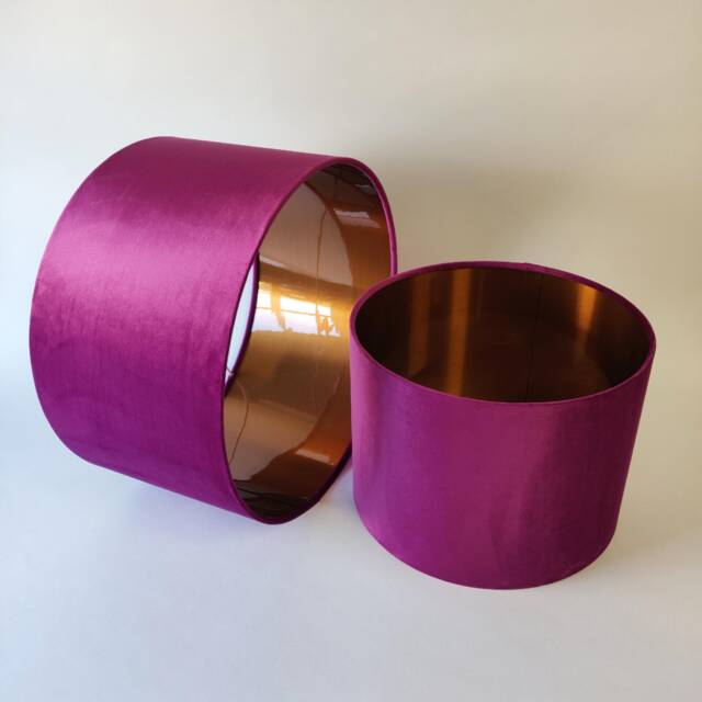 Plum Purple Lampshade in Velvet With Copper Lining - image 1