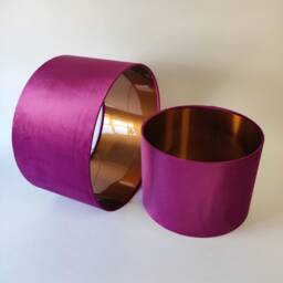 Plum Purple Lampshade in Velvet With Copper Lining - thumbnail 1